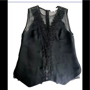 Sandro Layered Silk and Lace Top Back Slit XS Sz 1